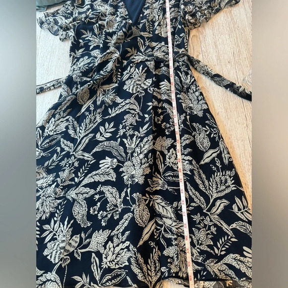 Rickie Freeman Teri Jon Vintage Silk Chiffon Floral V- Neck Wrap Dress 6 - Picture 14 of 14